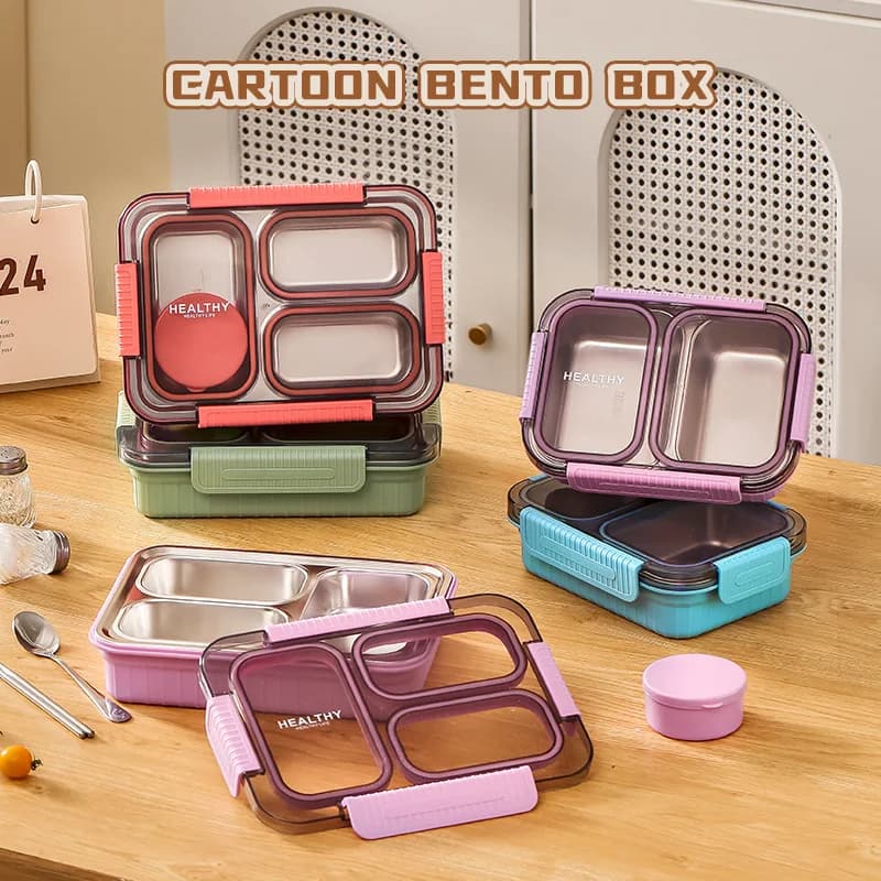 Contenitore Termico Portatile in Acciaio Inox 304 per Pranzo, con Scomparti, per Studenti, Lavoratori d'Ufficio e Viaggiatori