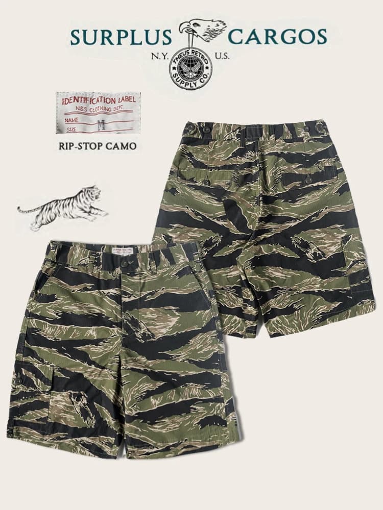John Wayne Silver Tiger NonStock JWD Vietnam War Pantaloncini da lavoro in puro cotone TCU antigraffio con motivo tigre mimetico