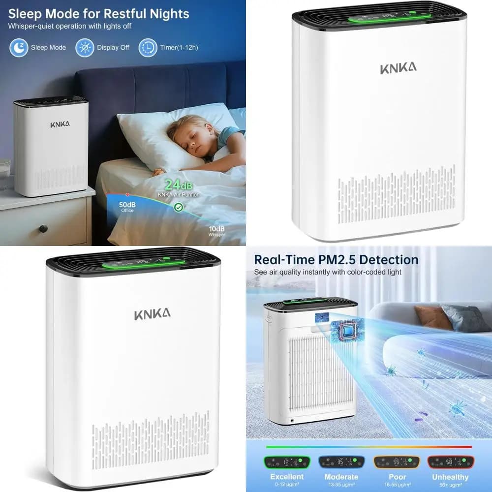 Purificatore d'Aria HEPA per Camere da Letto: Pre-Filtro Lavabile, Monitor AQI, Ideale per Animali Domestici e Allergeni