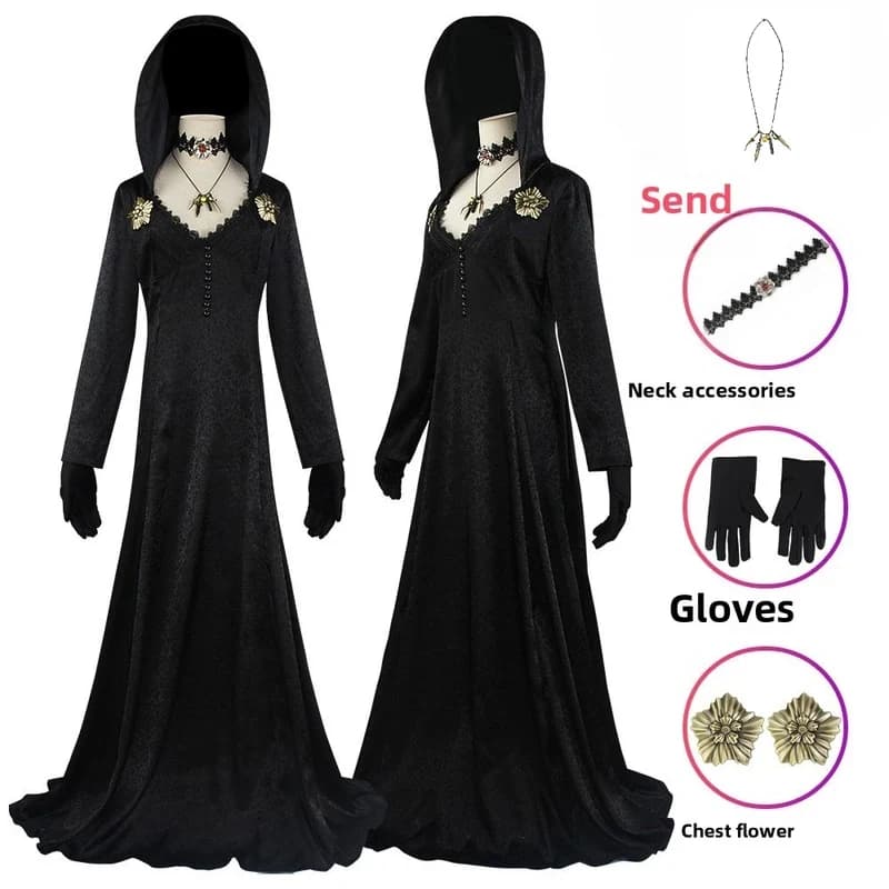Resident Village 8 Alcina Dimitrescu Daniela Vampire Cosplay Costume Gothic Adult Women Long Dress Halloween Cainiva Blax,3;b'2.