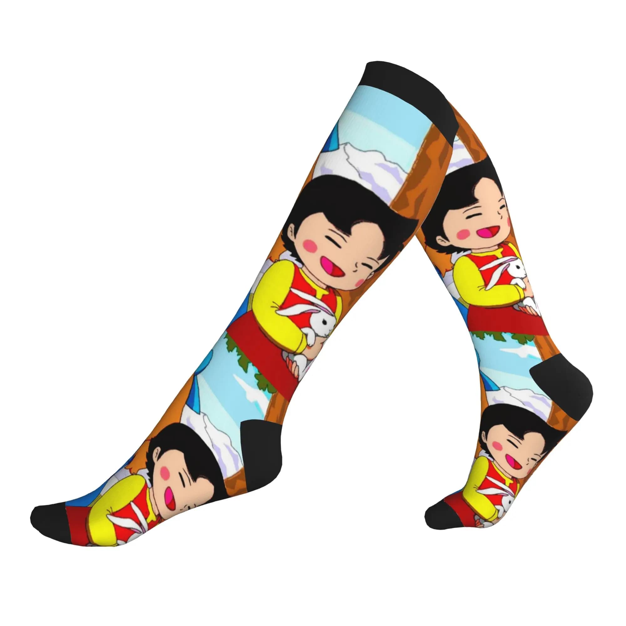 Harajuku Heidi And Clara Are Having Fun Socks Women Men Warm 3D Printing Football Sports Sports Compression Socks