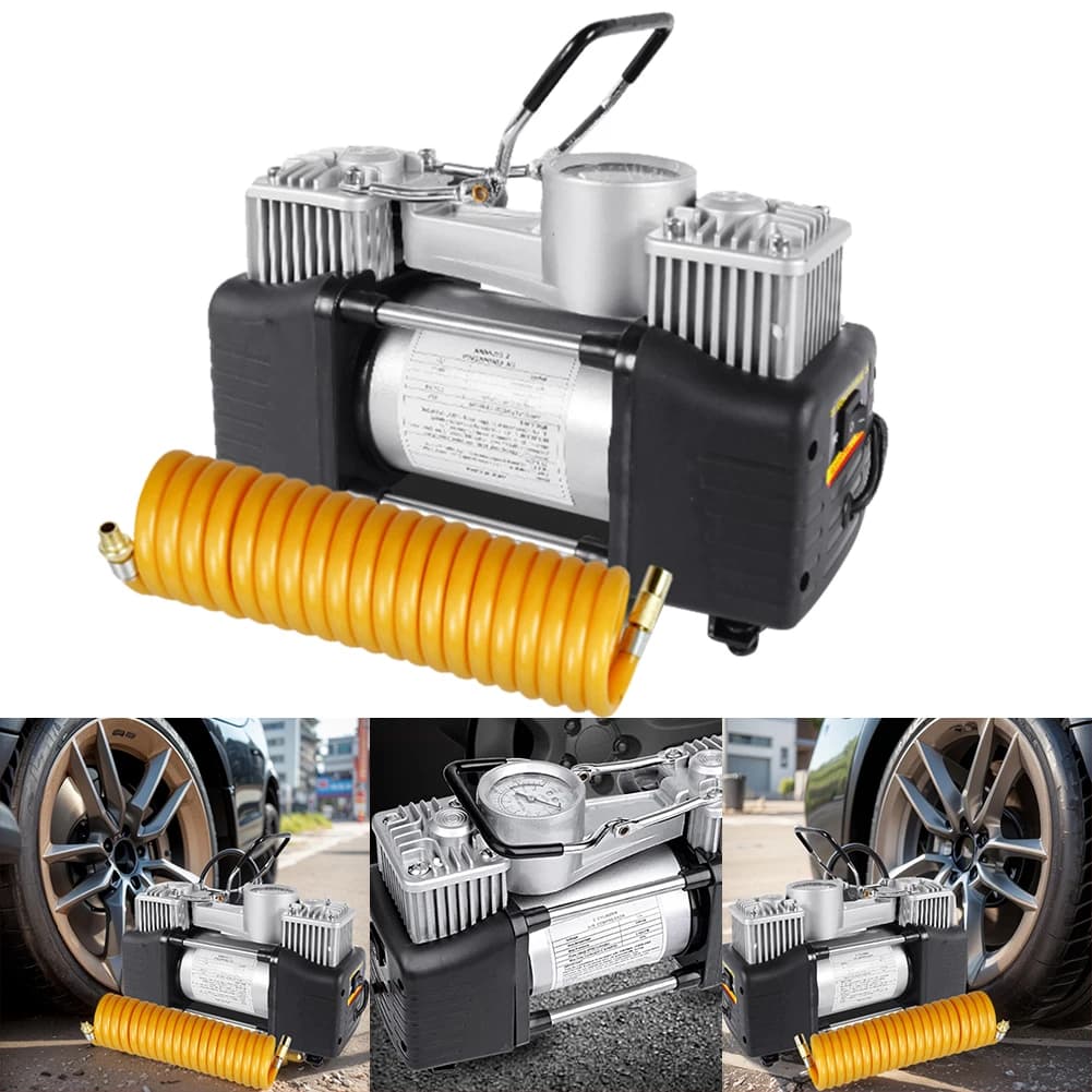 Compressore d'aria portatile 12V 150PSI pompa per pneumatici per auto a doppio cilindro pompa gonfiabile per pneumatici per auto compressore d'aria portatile in metallo per impieghi gravosi