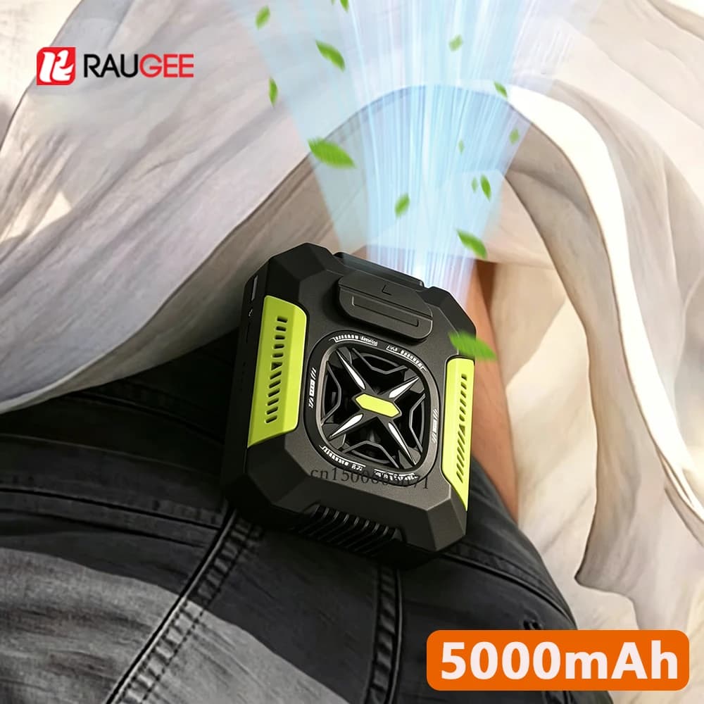 Portable Waist Fan Mini Neck Hanging Fan Wearable Body Clip Fan For Outdoor Camping USB Rechargeable Shirt Fan 5000mAh