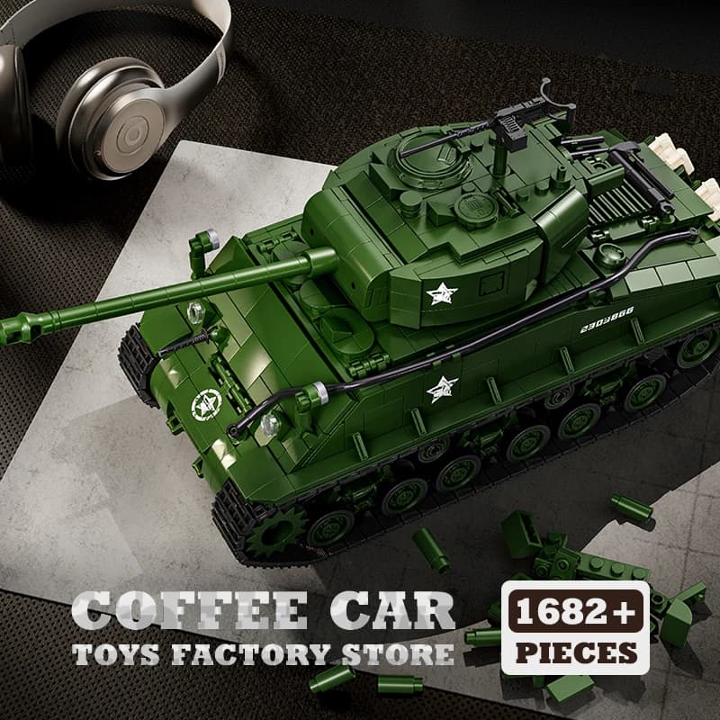 Blocchi da Costruzione Carro Armato M4 dell'Esercito USA, Giocattoli Puzzle per Collezionisti, Mattoncini MOC M26 Panzer, Kit Modelli Militari, Regali di Compleanno per Adulti, Decorazioni per la Casa