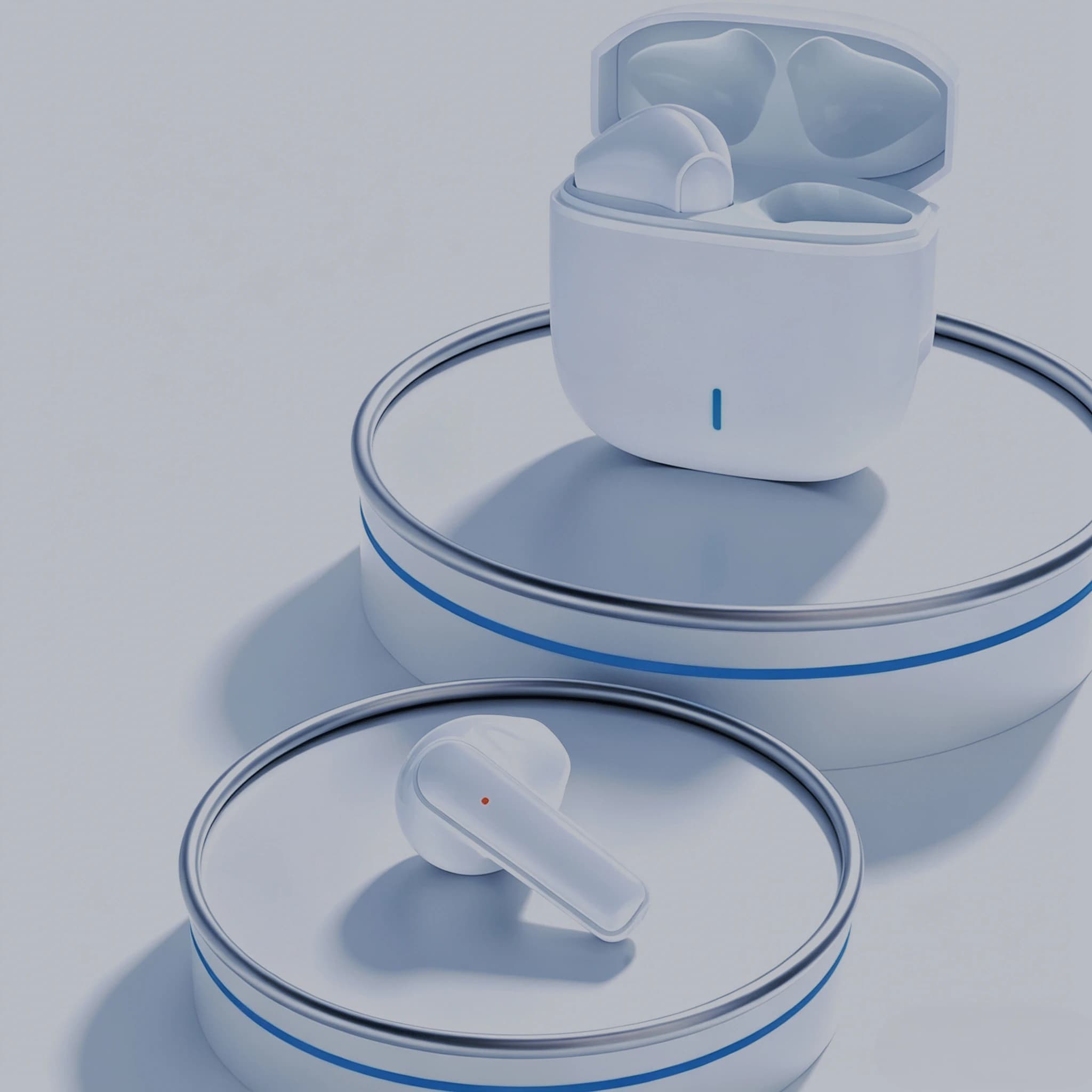Cuffie In-Ear Bluetooth Wireless Nere e Bianche, Auricolari Comodi e Resistenti per Lunghe Sessioni, Adatti per Sport e Musica