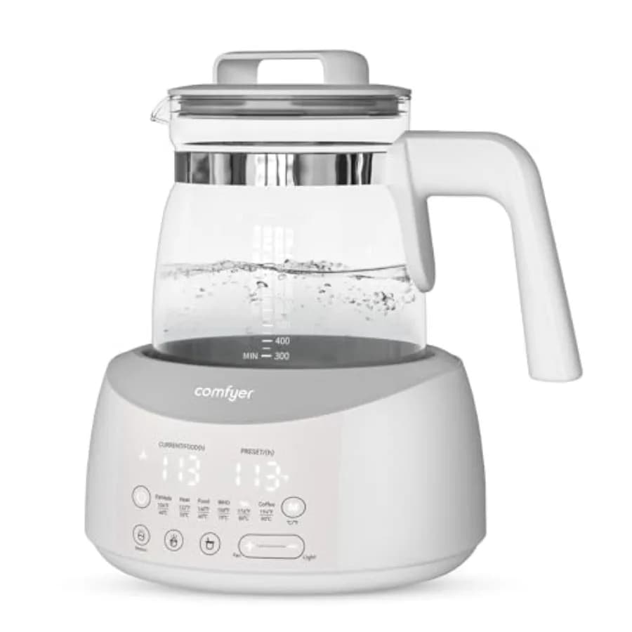 Scaldabiberon BK01 con Luce Notturna e Ventola di Raffreddamento Rapido, Scaldacqua Istantaneo, Bollitore Elettrico con 6 Impostazioni