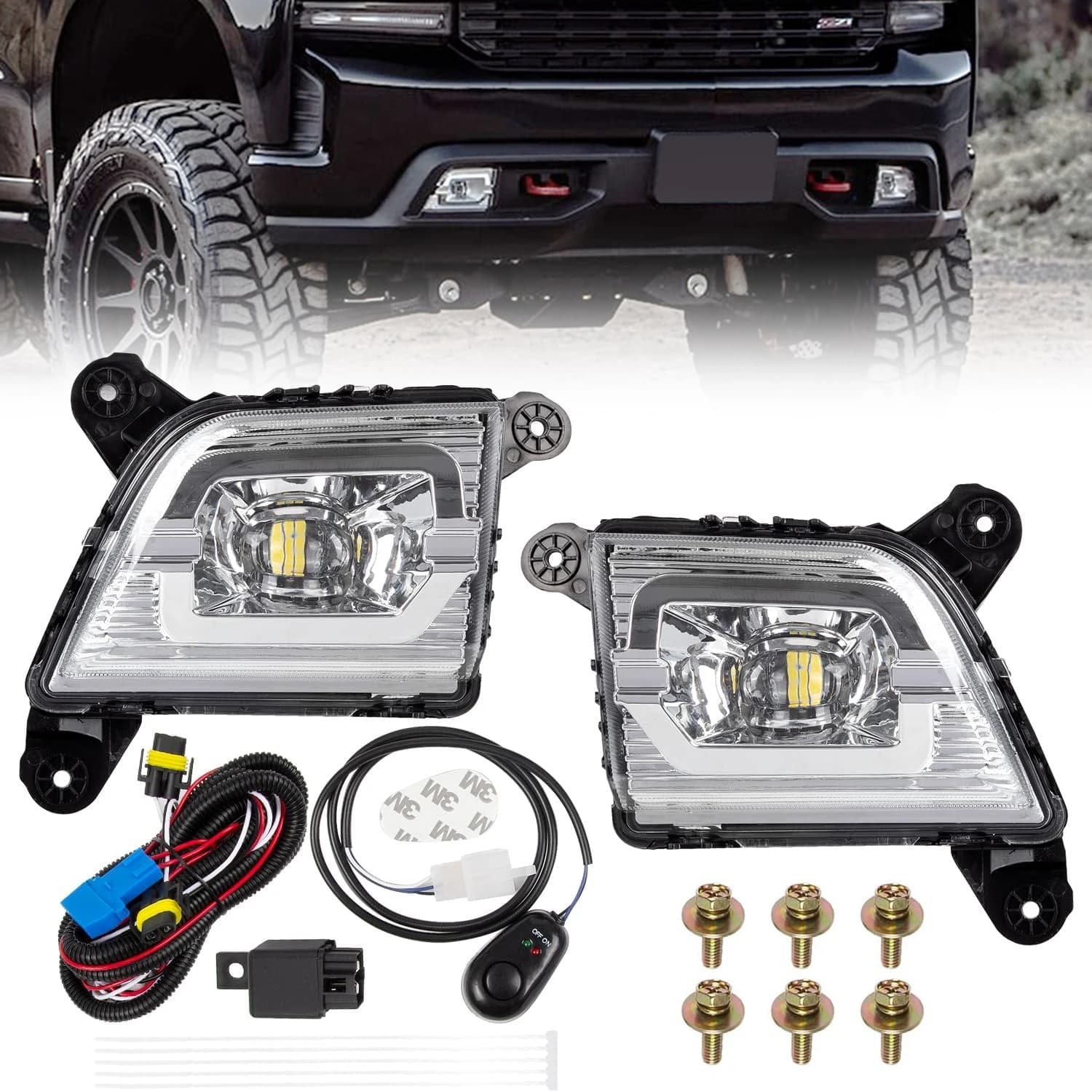 Per Chevrolet Silverado 2019 2020 2021 Fendinebbia Led Lampada di marcia diurna DRL Luci diurne Paraurti anteriore Wateproof DLAA Chevy