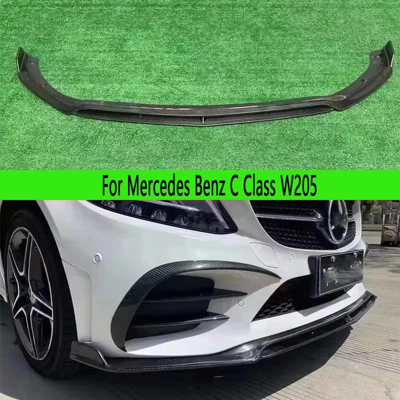 For Mercedes Benz C Class W205 C200 C260 Carbon Fiber Front lip Car Front Bumper Lip Front lip Diffuser Front Chin Spoiler 19-22