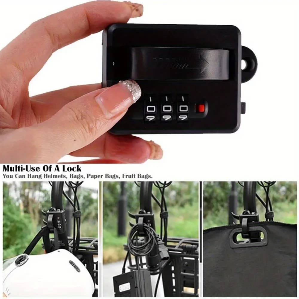 Lucchetto Antifurto per Casco Moto con Combinazione a Codice, per Bici Elettriche e Scooter, Accessorio Sicuro e Durevole