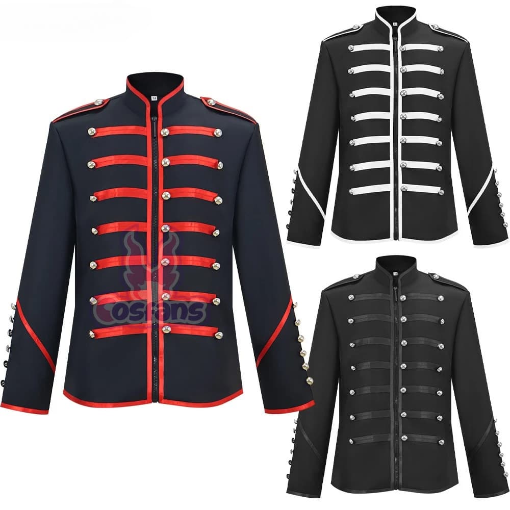 Steampunk Men Gothic Clothing Military Jackets Medieval Vintage Jacket Stand Collar Rock Frock Coat Men Retro Gothic Punk Coat