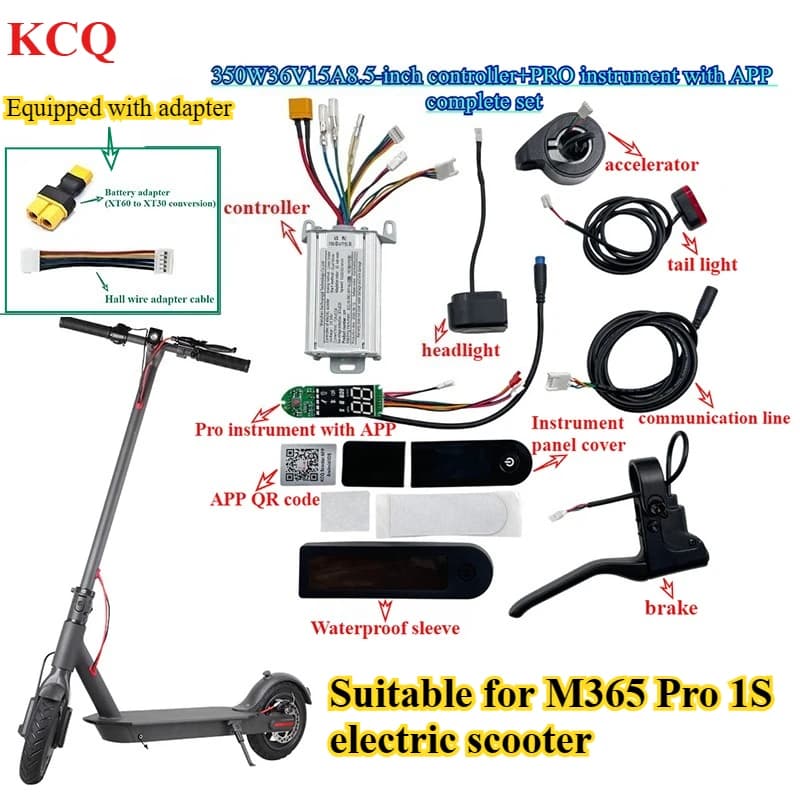 Kit controller KCQ8.5-inch350W36V15A con APP per acceleratore universale per scooter elettrico M365 Pro 1S Set completo di accessori