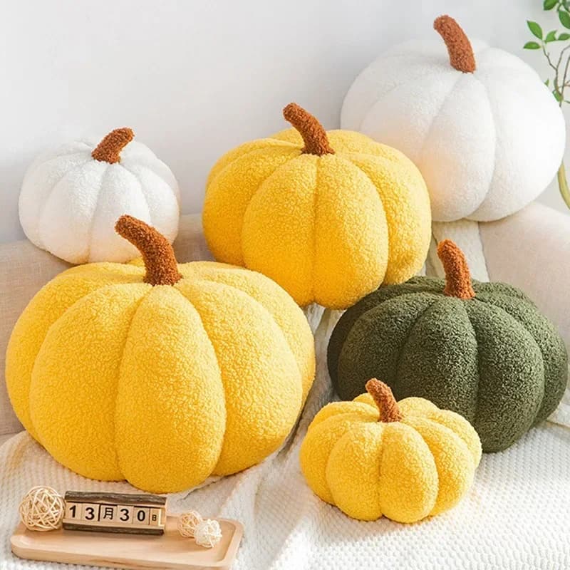Nuovo Cuscino Decorativo in Peluche Stile Nordico, Cuscino a Forma di Zucca Arancione per Divano, Decorazione per Soggiorno