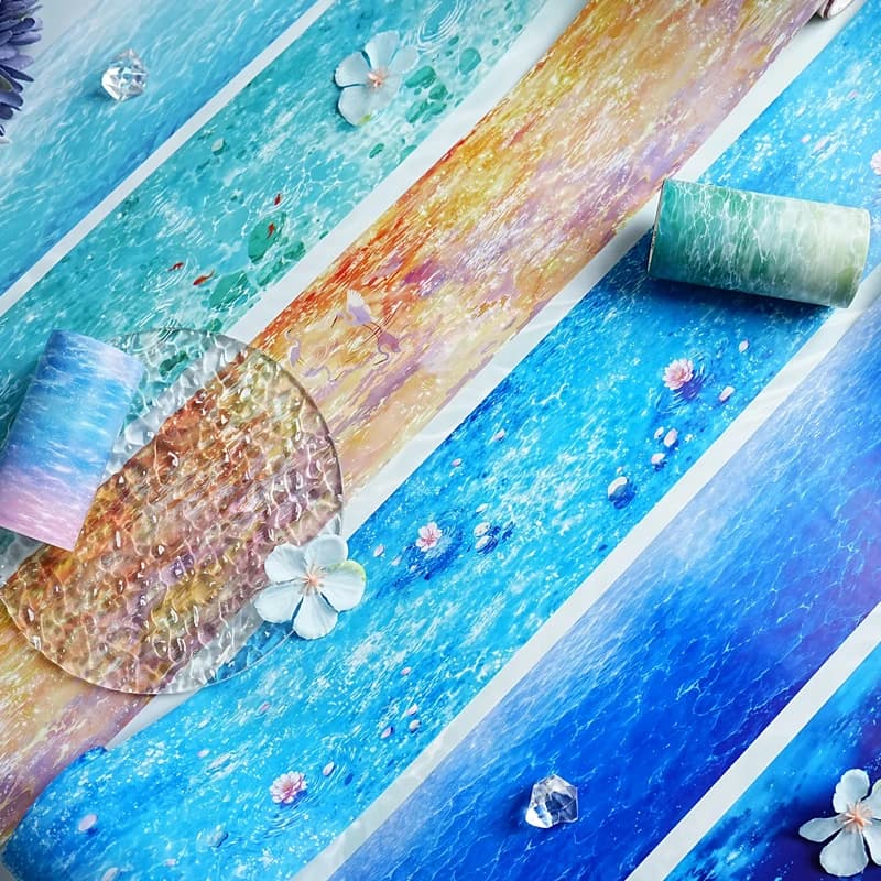 Nastro Adesivo Decorativo PET 'Seaside Beach' 2m/Rotolo per Journaling, Scrapbooking, Collage e Adesivi per Cancelleria