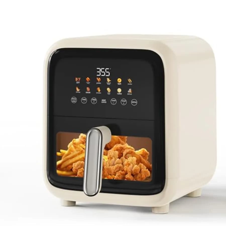 Friggitrice ad Aria con Finestra Visibile 7.5QT, 12-in-1 Multifunzione: Friggitrice, Arrosto, Cottura al Forno, Disidratazione, Frittura, Cestello Antiaderente Lavabile in Lavastoviglie