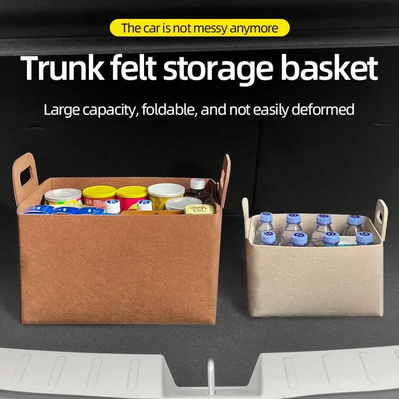 Universal Auto Trunk Storage Artifact Felt Auto Storage Bag Storage Box Car Accessories Tools Fit for Car Truck SUV Etc.