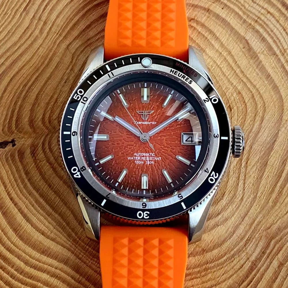Miyota 8215 Tandorio Blue Orange Red 40mm Mechanical Automatic Diving Men Watch 20ATM Water Resistant Sapphire Screw Crown Reloj