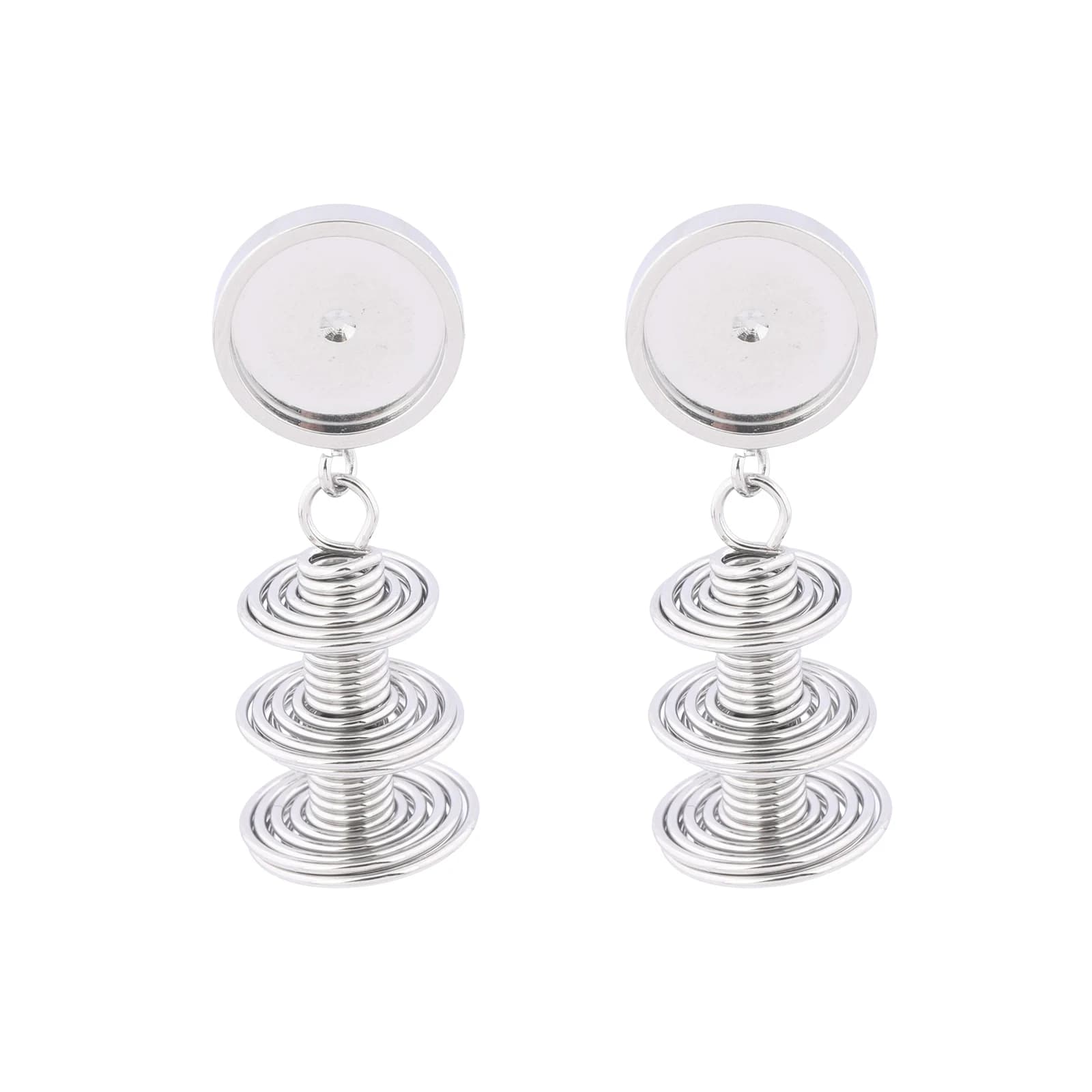 6 Pezzi Base per Orecchini in Acciaio Inox per Cabochon da 10mm con Triplo Spirale, Accessori per Creazione di Gioielli Fai-da-Te
