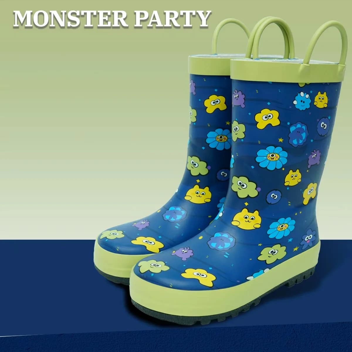 Stivali da pioggia per bambini, design a cartoni animati con gatti, impermeabili e antiscivolo per bambini e bambine, facili da indossare e resistenti