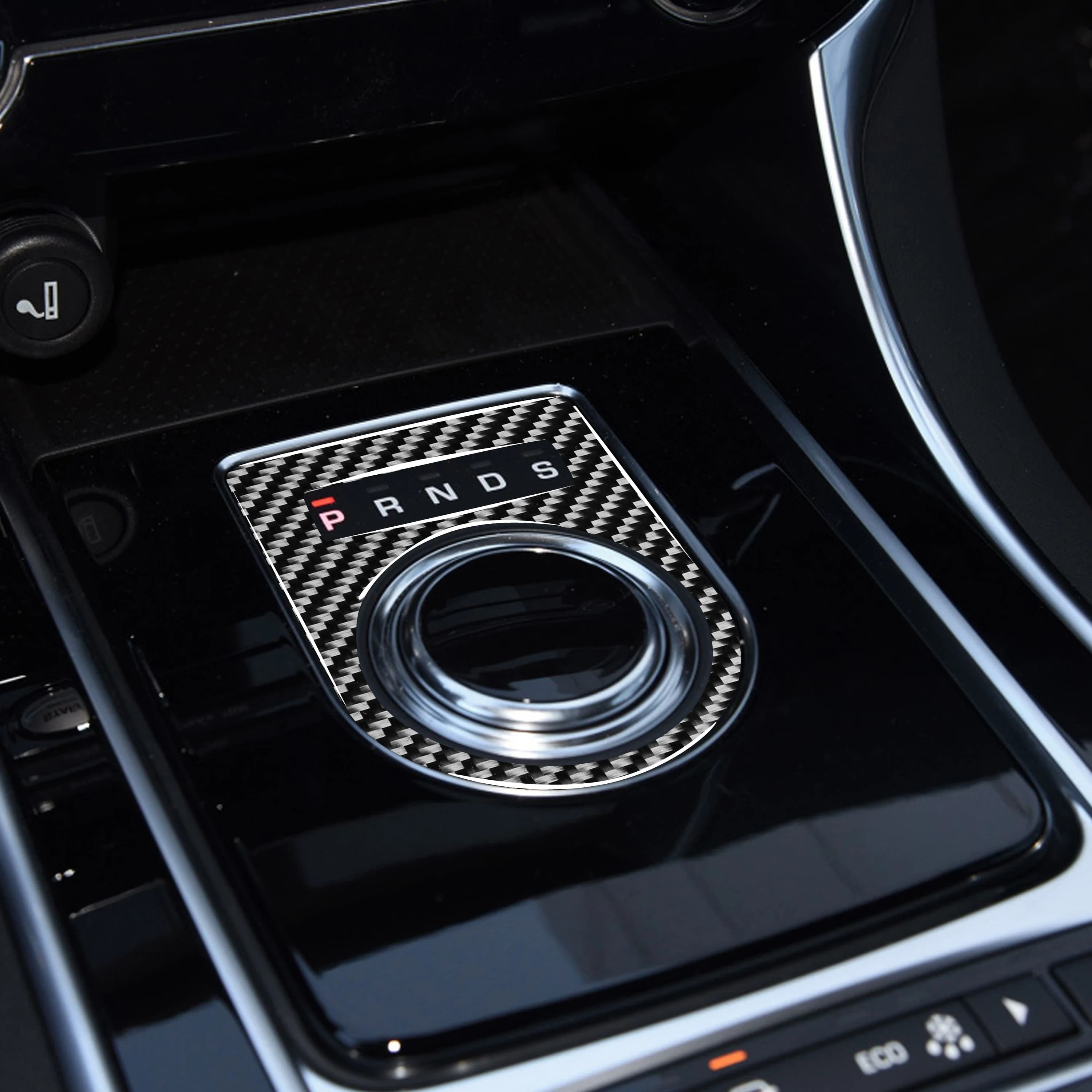 For Jaguar XE X760 2016-2019 Carbon Fiber Central Control Gear Shift Knob Panel Cover Trim Car Accessories Decoration Sticker