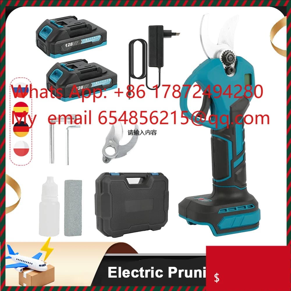 Electric Power Scissors 1000W, 30mm, Wireless Rechargeable, Garden, Fruit Trees, Bonsai, with 21V Battery