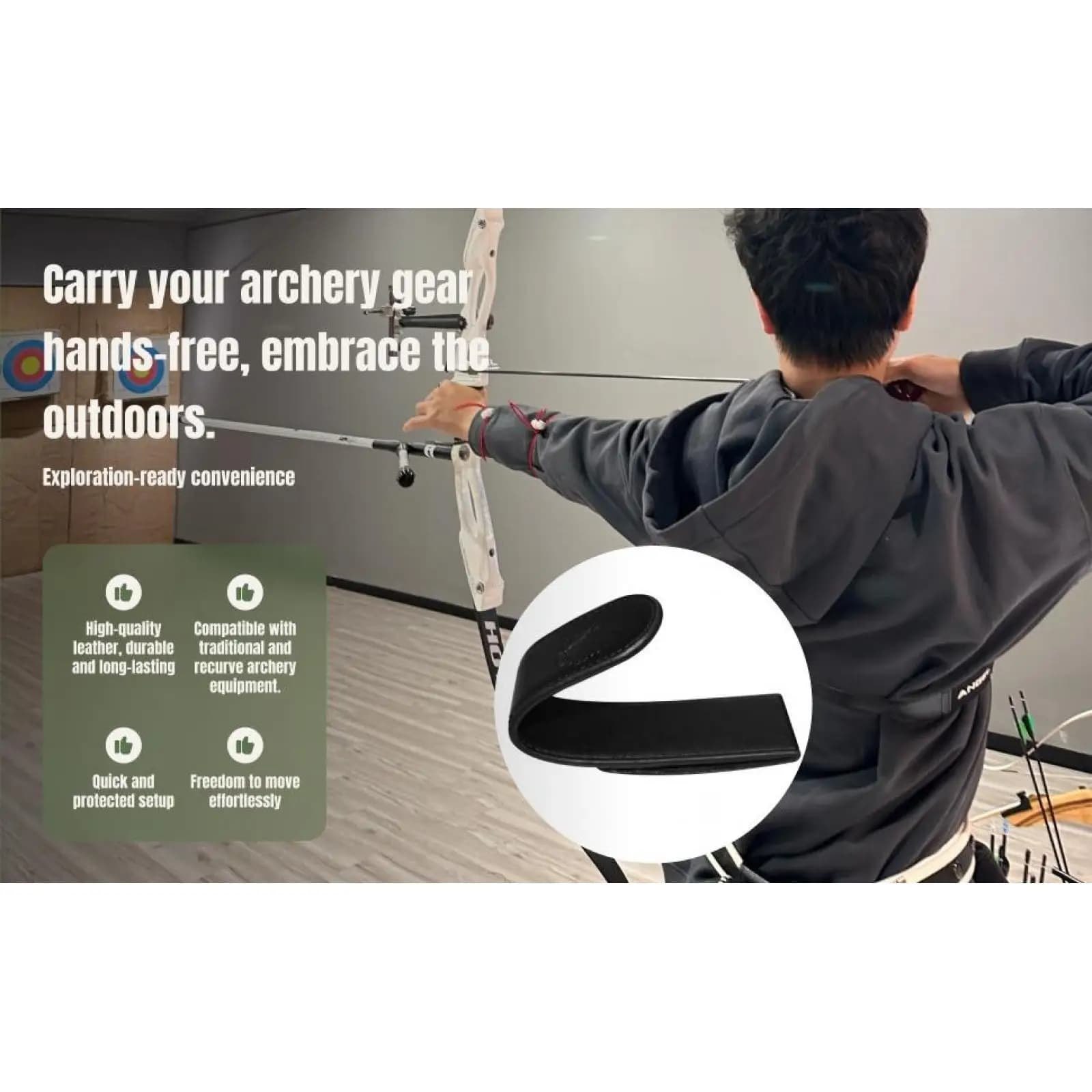 Traditional Bow Waist Hang Hook Adjustable Durable Archery Tool Accessory for Outdoor Target