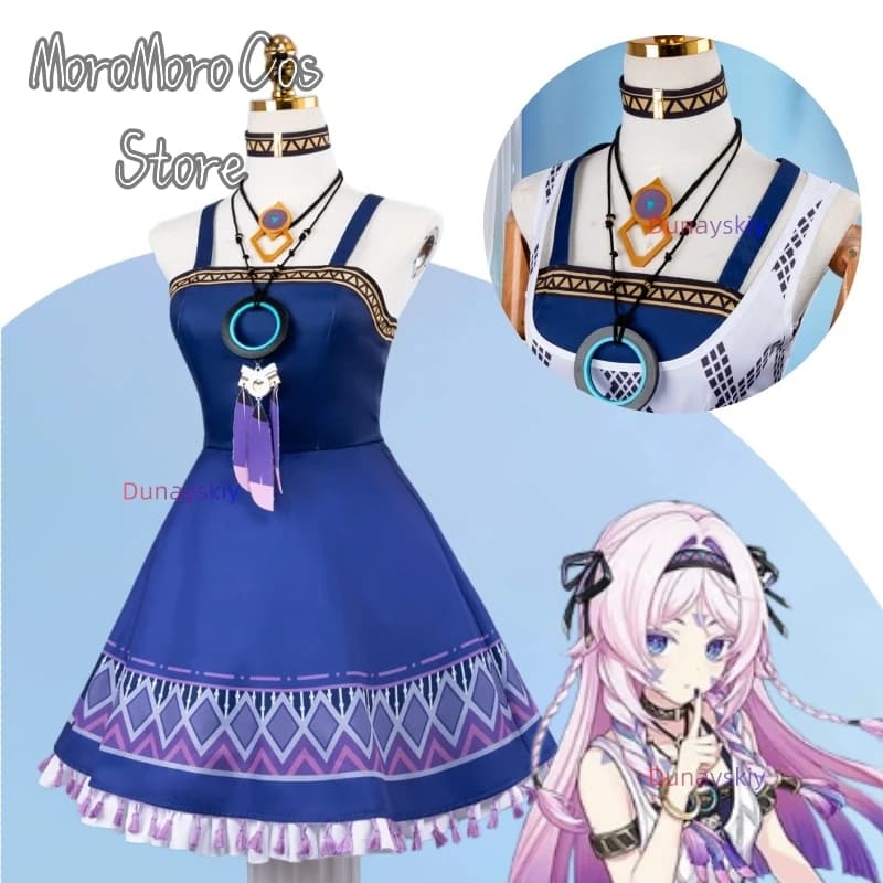Anime Game Genshin Impact South Korea Crossover Cosplay Citlali New Outfit Fashion Retro Purple Dress Y2K Uniform Wigs Halloween