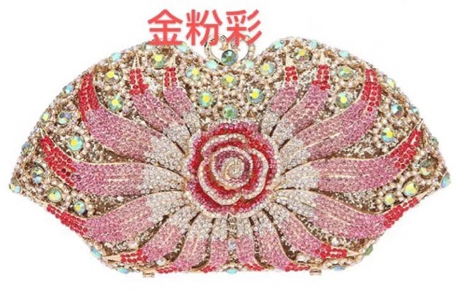 Borsa da pranzo in metallo con diamanti Borsa da banchetto per donna Borsa per trucco a mano con diamanti pieni