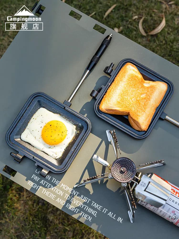 CAMPINGMOON BKTT-1315 Nonstick Double-Sided Sandwich Maker Grilled Cheese Toasted Baking Kitchen Flip Frying Pan Appliance