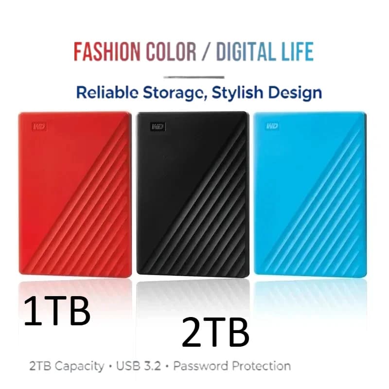Nuovo disco rigido esterno Western Digital Elements da 2TB/1TB, USB 3.0, 2.5 pollici, portatile, per PC desktop e laptop