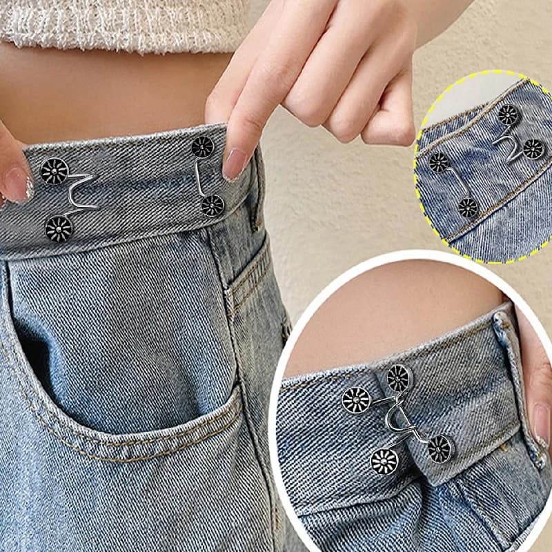 Nessuna cucitura Jeans Stringere spille in vita Set di fibbie regolabili Pantaloni staccabili Clip Spilli Accessori di abbigliamento
