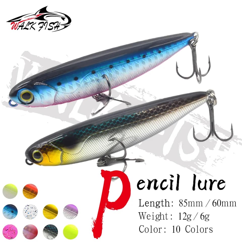 WALK FISH 1 pz 6g/12g 60mm/85mm Esche Artificiali Pencil Surface Lure Airship Small Ammunition Float per Lancio a Lunga Distanza e Pesca in Mare a Spigola con Lancio dall'alto