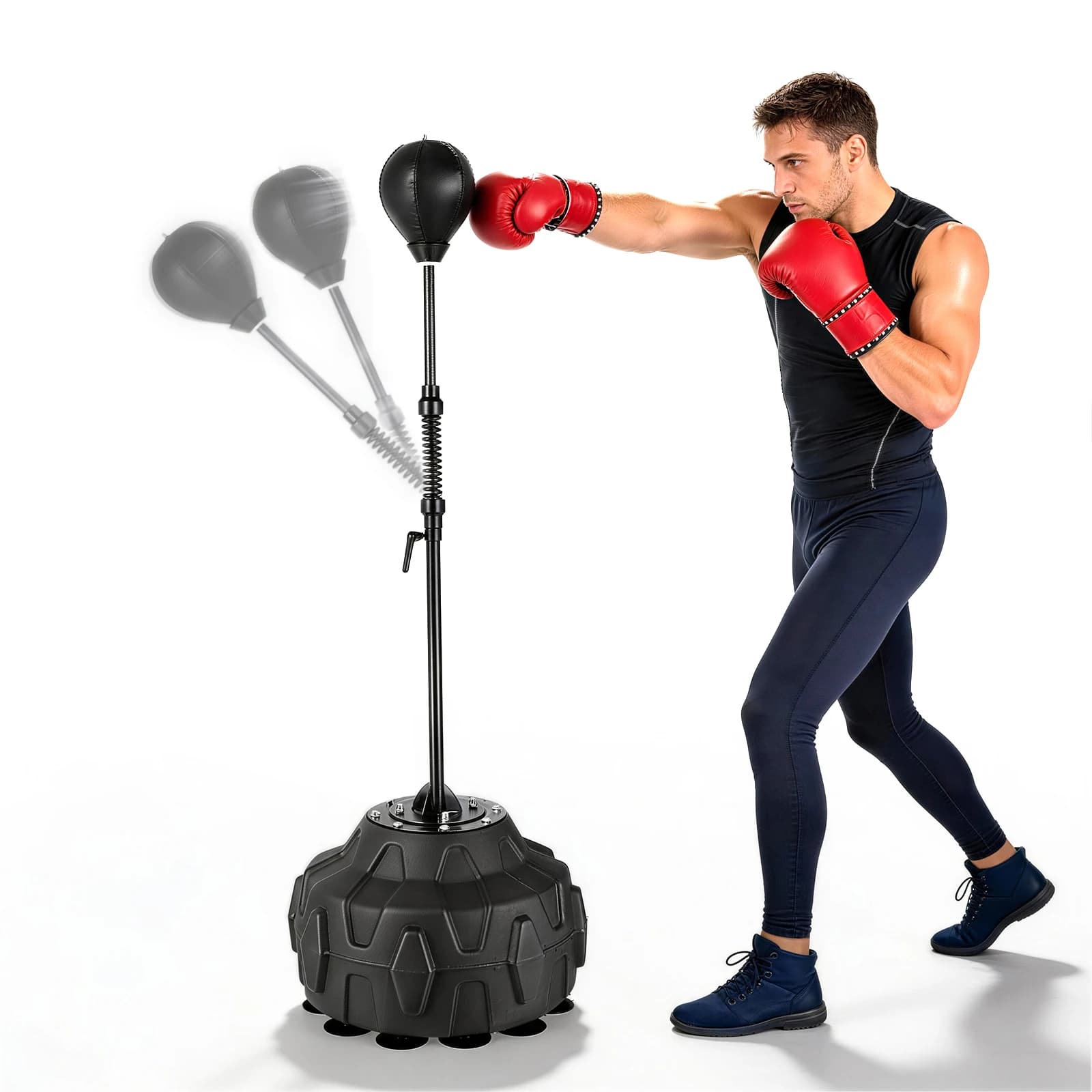 Adjustable boxing bag in height with support, Kickboxing bag with fast ball, Fitness Training Boxing Equipment at home and in gym