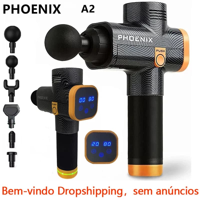 Phoenix A2 Massage Gun for Muscular Relaxation, Deep Fabric Massage, Portable Dynamic Vibrator with Back and Back Display