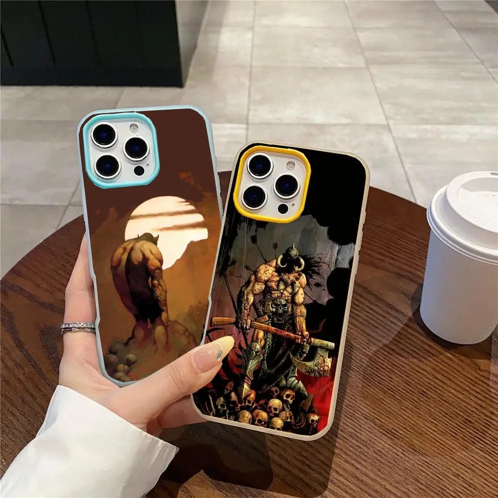 Custodia per telefono antiurto a doppio strato in gel con grafica Cool di Frank Frazetta per iPhone 17 16 15 14 13 12ProMax