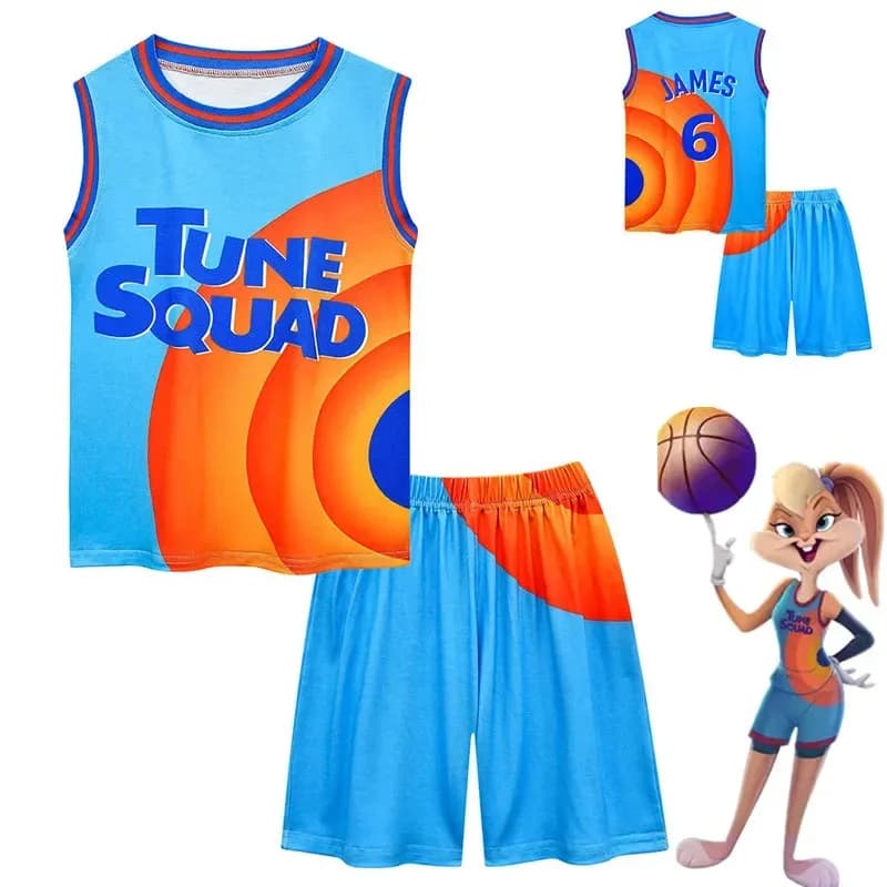 Maglia per bambini Space Jam 2 cosplay di Halloween 2025 # 1 # 6 Cosplay Tune Squad Basket Camicia Gilet Pantaloncini Estate Nuovo 2022 Basket Unif