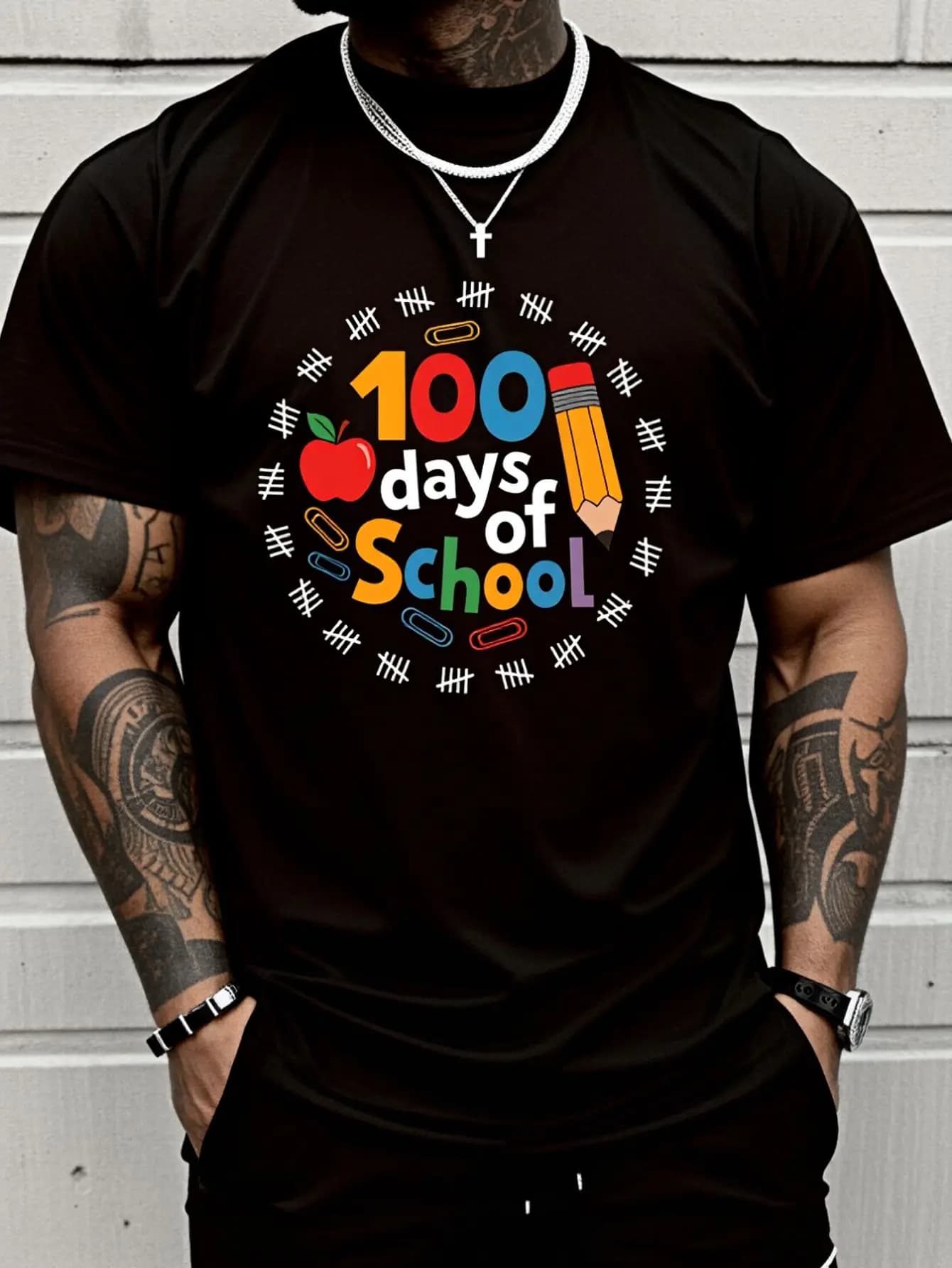 100% Cotton Happy 100th Day Of School 100 Days Smarter Teacher Students T-Shirt Cotton Women Clothing Black Top Graphic Tees Men Christmas Clothes