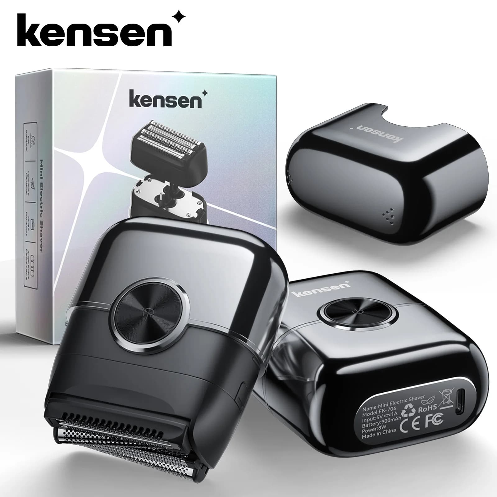 KENSEN S26 Electric Razor for Men Floating Blades 4D Lamina Razors Waterproof 8000 RPM Barba Trimmer Mini Portable Electric Shaver