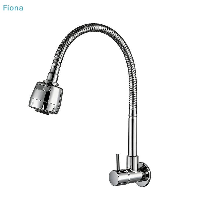 ✔ Rubinetto da Cucina Flessibile a Collo d'Oca Montato a Parete, 360° ° Rubinetto Girevole con Spruzzatore a Doppia Modalità per Lavanderia/Dependote