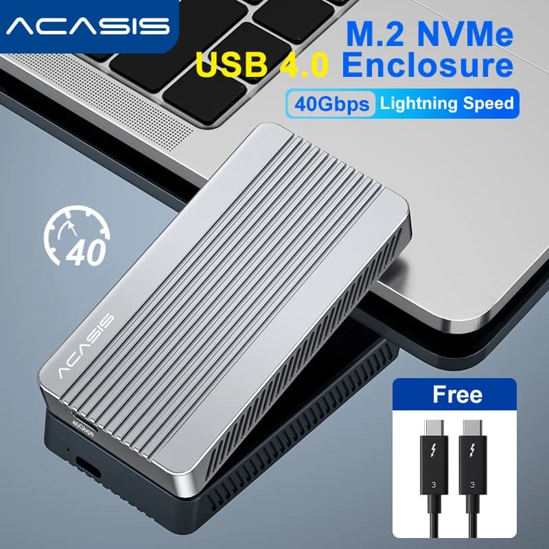 Custodia per driver rigido esterno ACASIS da 40 Gbps M.2 NVMe PCIe SSD compatibile con Thunderbolt 3/4, scatola disco USB3.2/3.1/3.0/2.0