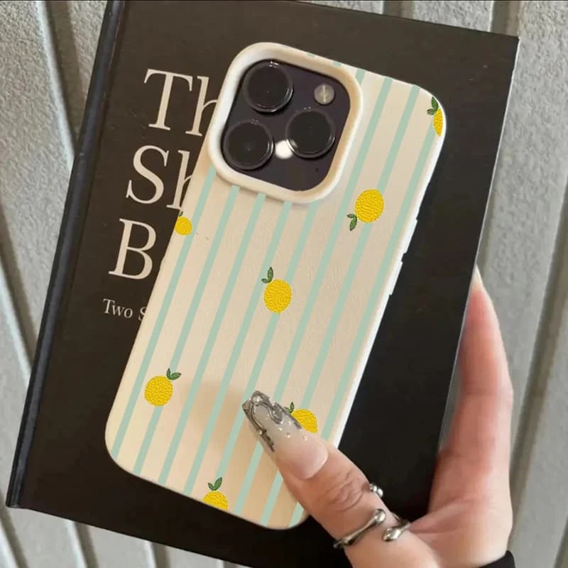 Shockproof Cute Lemon Pattern Silicone Phone Case For iPhone 17 13 11 Pro Max 12 17 15 14 Plus Lichee Pattern Luxury Retro Cover