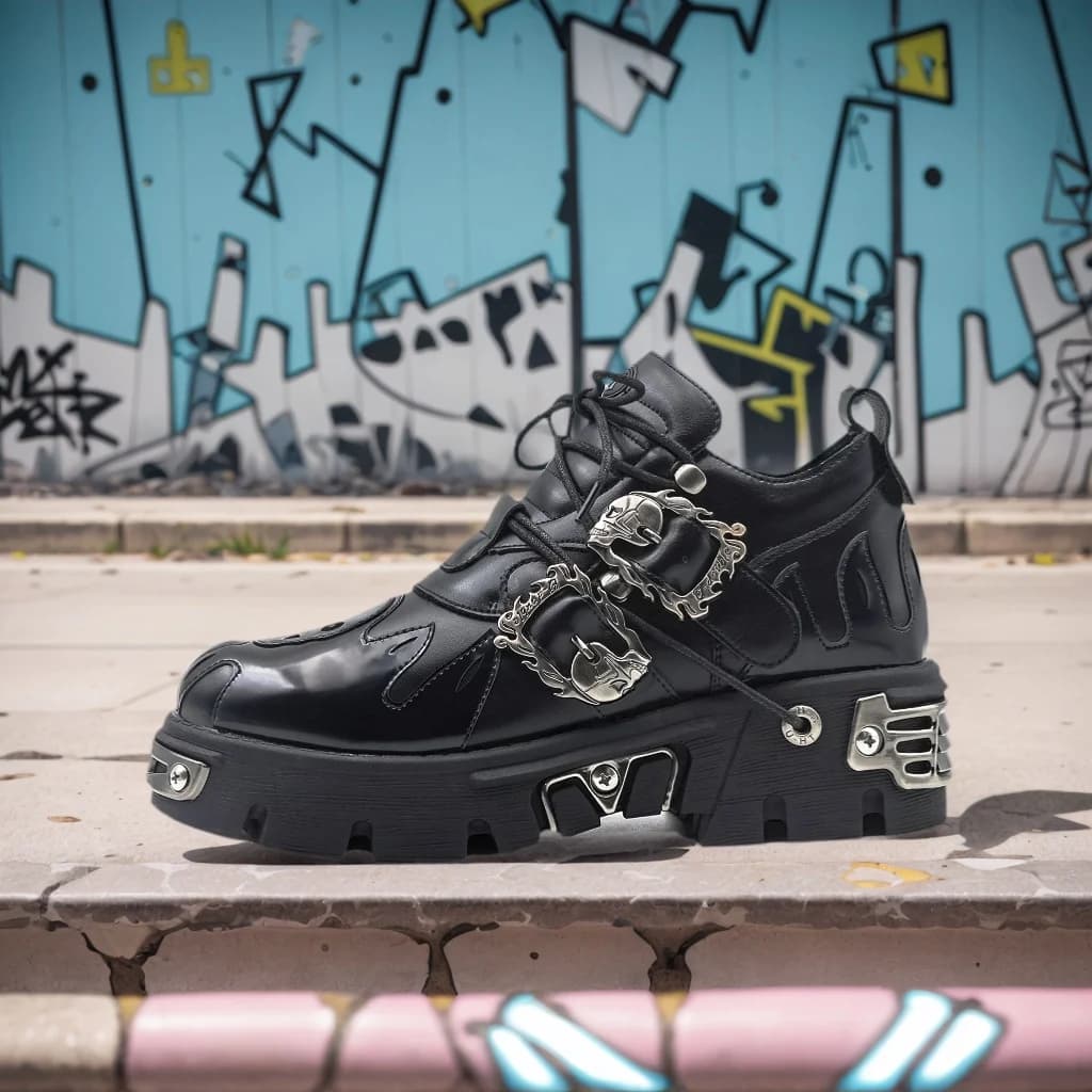 2026 Men and Women Vintage Rock Couple Shoes New Dark Punk Leather Retro Boots Metal Niche Design Unisex Single Platform Shoes