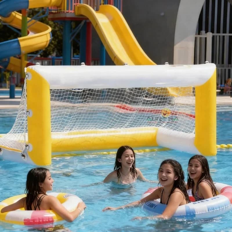 Inflatable Floating Pool Soccer Goal 0.9mm PVC Durable Water Volleyball Game Net for Party Swimming Pool Amusement Park