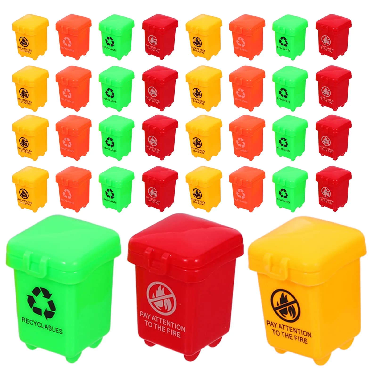 Set di 40 Mini Pattumiere Realistiche, Piccoli Contenitori per Rifiuti per Giochi di Ruolo, Gioco di Imitazione, Contenitori per la Raccolta Differenziata per l'Apprendimento dei Bambini, Gadget per Feste