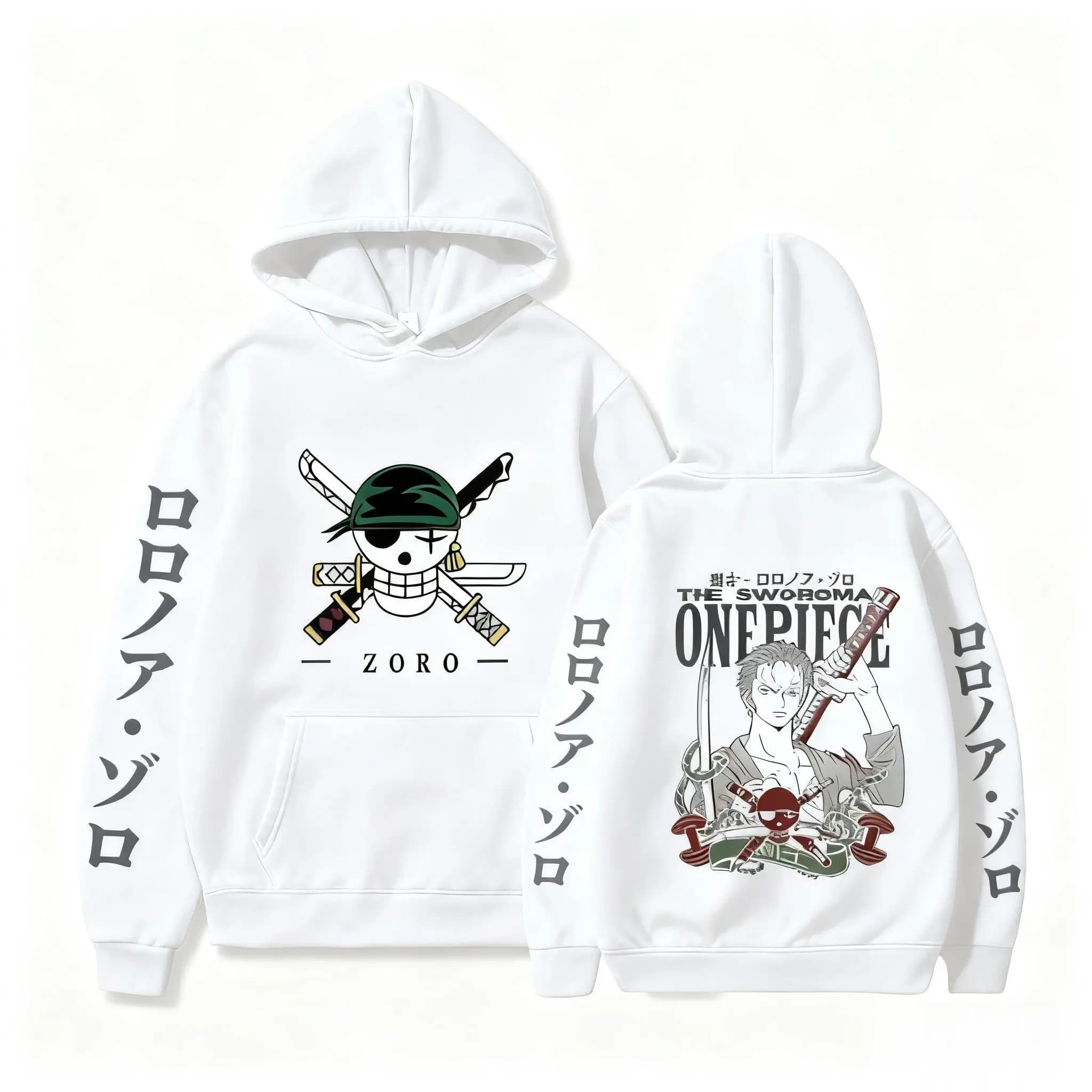 Nuova Felpa con Cappuccio Stampata One Piece Zoro 2026, Felpa Unisex, Top Sportivo da Uomo, Felpa Stile Harajuku Y2K