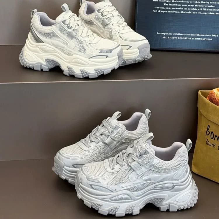 2026 New Fashion Small Size Thick-Soled 8CM Height-Increasing Dad Sneakers for Women, Versatile Casual Lightweight Sports Shoes