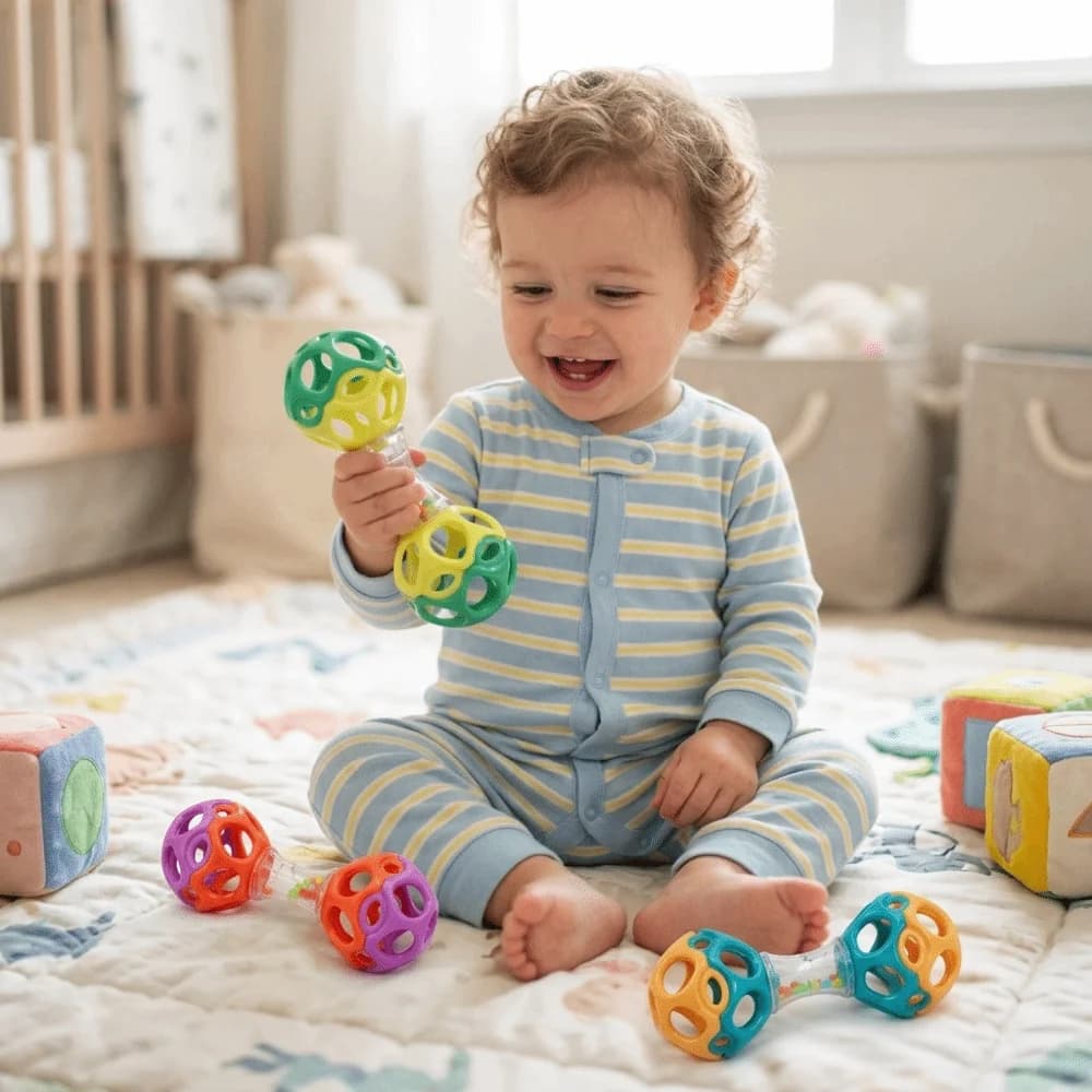 New Colorful Baby Rattle Ball Lightweight Plastic Baby Rattle Toy Newborn Sensory Toy Early Education