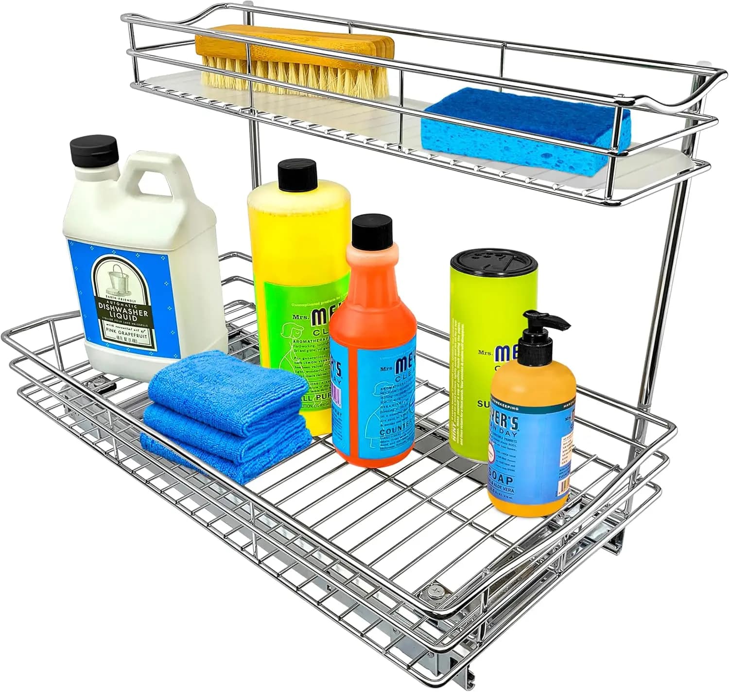 Organizzatore Estraibile per Mobile Sottolavello - Cassetto 11,5x21 Pollici, Ripiano Scorrevole per Stoccaggio, Garanzia a Vita in Cromo