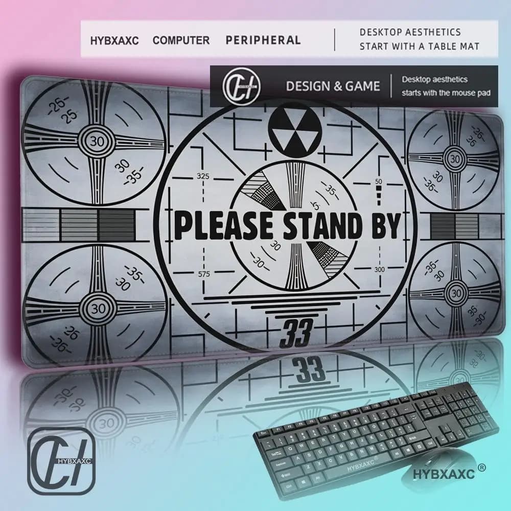 Tappetino per mouse HYBXAXC Nuclear Fall Out, Tappetino da scrivania Nuclear Fall Out, Please Stand By, Tappetino da scrivania per gaming, Post Apocalyptic, Tappetino per mouse da gaming