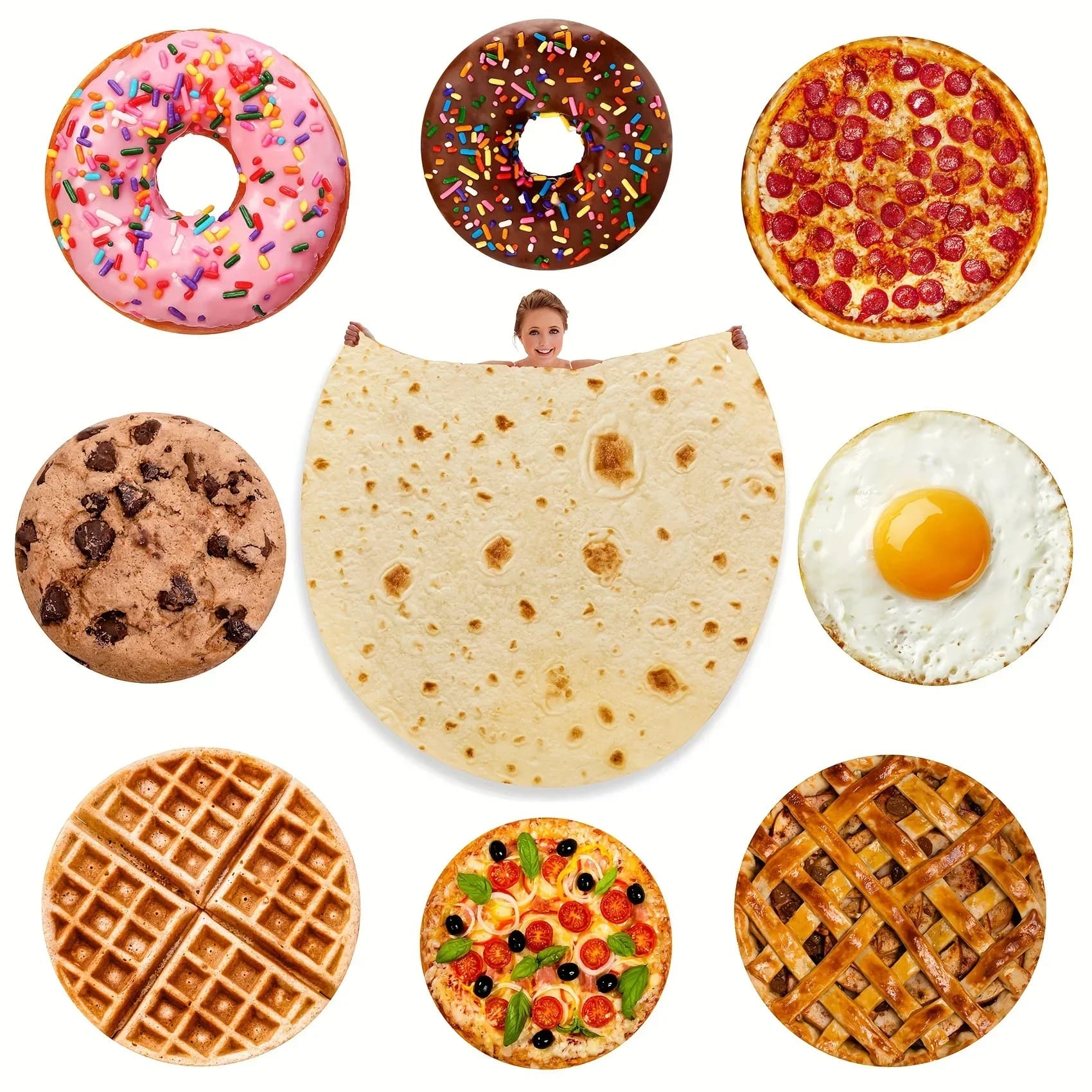 Morbida coperta per alimenti in peluche Burritos Coperta per torta di mais Letto Divano Letto Lenzuolo Decorazione Coperta calda invernale per picnic da campeggio portatile