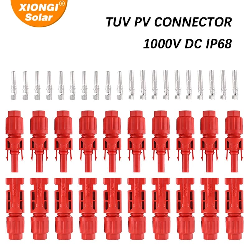 XIONGISOLAR 10 20 40 100PCS SempliV IP68 DC Solare Rosso Connettore Pannello Solare Cavo PV Connettori 5 10 20 50 Paia Maschio/Femmina (10AWG)